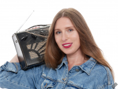 Kaya Lily in her own denim jacket and matching Daisy Duke denim shorts