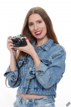 Kaya Lily in her own denim jacket and matching Daisy Duke denim shorts
