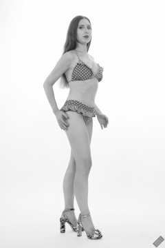 Kaya Lily in vintage red polka dot bikini