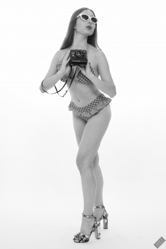 Kaya Lily in vintage red polka dot bikini