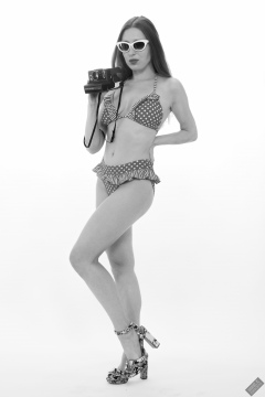 Kaya Lily in vintage red polka dot bikini