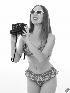 Kaya Lily in vintage red polka dot bikini