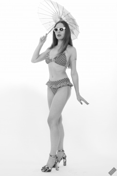 Kaya Lily in vintage red polka dot bikini