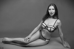 Kaya Lily in blue and yellow neoprene bikini