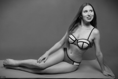 Kaya Lily in blue and yellow neoprene bikini