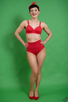 Alyla models red outfit