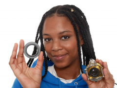 Caleann holds Bausch & Lomb shutter c/w Beck lens assembly