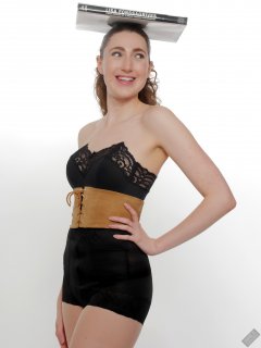 2024-04-07 Estella Rose - retro fitness in shapewear c/w tight leather corset belt