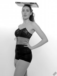 2024-04-07 Estella Rose - retro fitness in shapewear c/w tight leather corset belt