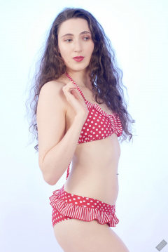Estella Rose in vintage polka dot bikini