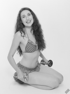 Estella Rose in vintage polka dot bikini