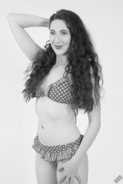 Estella Rose in vintage polka dot bikini