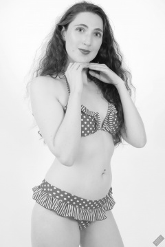 Estella Rose in vintage polka dot bikini