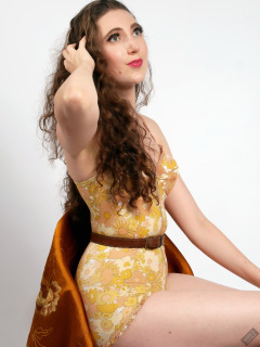 Estella rose in vintage Berlei flowerpower coselette bodyshaper