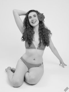 2025-06-14 Estella Rose models her own red and white retro polka dot bikini