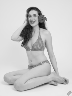 2025-06-14 Estella Rose models her own red and white retro polka dot bikini