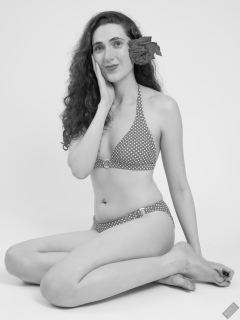 2025-06-14 Estella Rose models her own red and white retro polka dot bikini