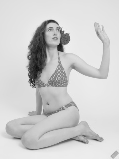 2025-06-14 Estella Rose models her own red and white retro polka dot bikini