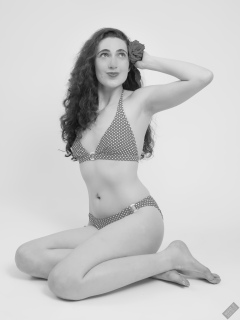 2025-06-14 Estella Rose models her own red and white retro polka dot bikini