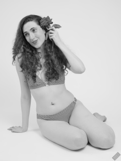 2025-06-14 Estella Rose models her own red and white retro polka dot bikini