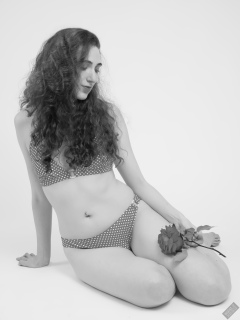 2025-06-14 Estella Rose models her own red and white retro polka dot bikini