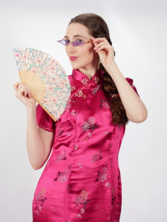 Estalla Rose tries cerise cheongsam Estalla Rose tries cerise cheongsam