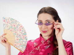 Estalla Rose tries cerise cheongsam Estalla Rose tries cerise cheongsam