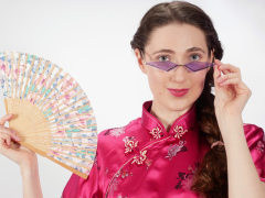 Estalla Rose tries cerise cheongsam Estalla Rose tries cerise cheongsam