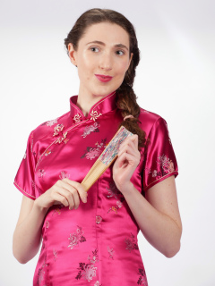 Estalla Rose tries cerise cheongsam Estalla Rose tries cerise cheongsam