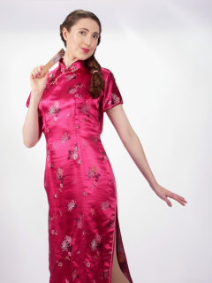 Estalla Rose tries cerise cheongsam Estalla Rose tries cerise cheongsam