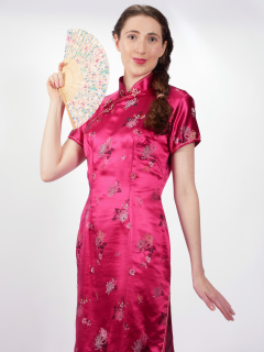 Estalla Rose tries cerise cheongsam Estalla Rose tries cerise cheongsam