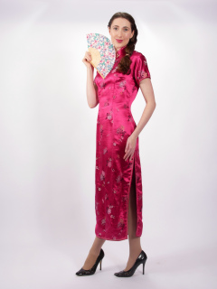 Estalla Rose tries cerise cheongsam Estalla Rose tries cerise cheongsam
