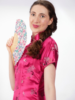 Estalla Rose tries cerise cheongsam Estalla Rose tries cerise cheongsam