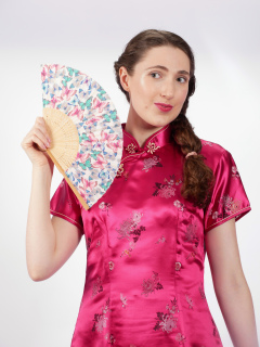 Estalla Rose tries cerise cheongsam Estalla Rose tries cerise cheongsam