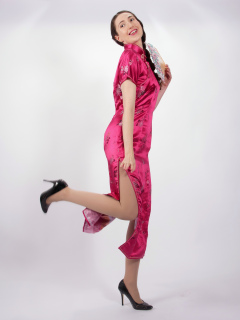 Estalla Rose tries cerise cheongsam Estalla Rose tries cerise cheongsam