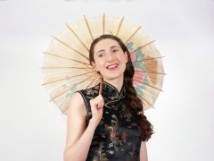 Estalla Rose in black cheongsam Estalla Rose in black cheongsam