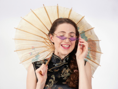 Estalla Rose in black cheongsam Estalla Rose in black cheongsam