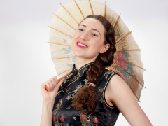 Estalla Rose in black cheongsam Estalla Rose in black cheongsam