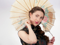 Estalla Rose in black cheongsam