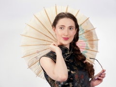 Estalla Rose in black cheongsam