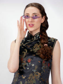 Estalla Rose in black cheongsam Estalla Rose in black cheongsam