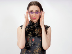 Estalla Rose in black cheongsam Estalla Rose in black cheongsam