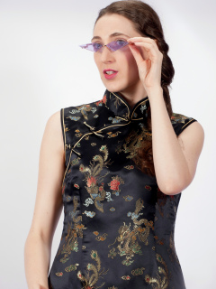 Estalla Rose in black cheongsam Estalla Rose in black cheongsam