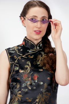 Estalla Rose in black cheongsam Estalla Rose in black cheongsam