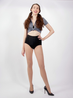 Estalla Rose exercises in vitage t-shirt and girdle Estalla Rose exercises in vitage t-shirt and girdle