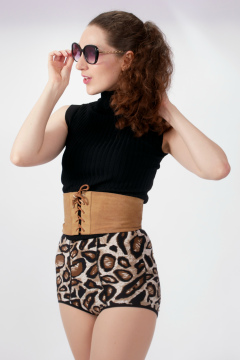 Estalla Rose exercises in vitage t-shirt and girdle Estalla Rose exercises in vitage t-shirt and girdle