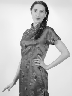 Estalla Rose tries cerise cheongsam