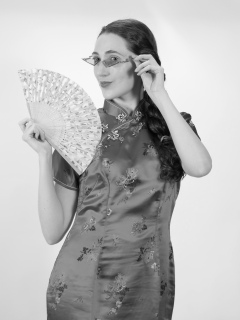 Estalla Rose tries cerise cheongsam Estalla Rose tries cerise cheongsam