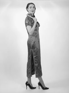 Estalla Rose tries cerise cheongsam Estalla Rose tries cerise cheongsam