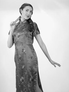 Estalla Rose tries cerise cheongsam Estalla Rose tries cerise cheongsam